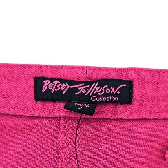 NWT Betsey Johnson Fuchsia Pink Denim Corset Fit Flare Cotton Mini Dress - Picture 9 of 10